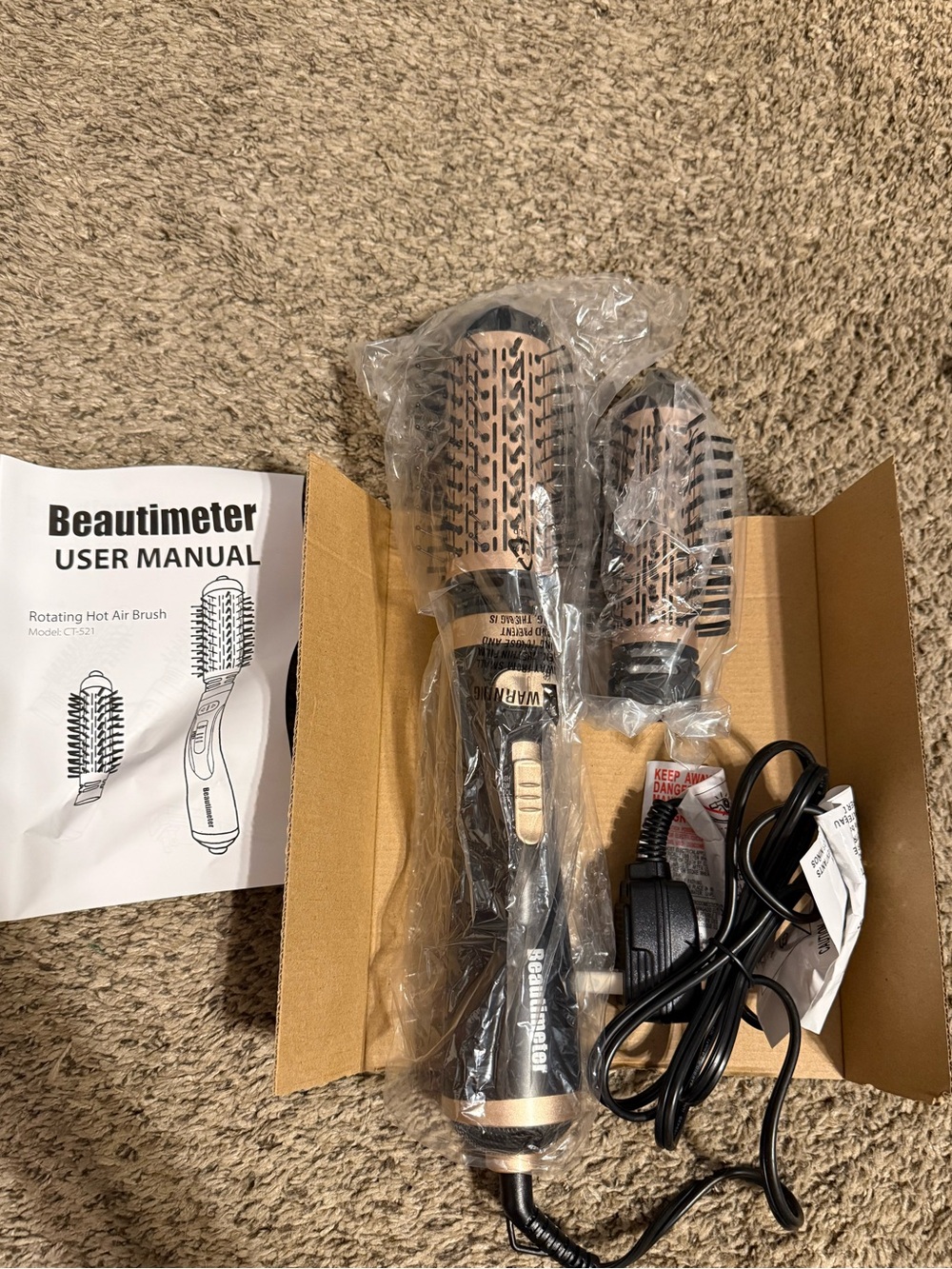 Beautimeter Rotating Hot Air Brush in Black and Rose Gold